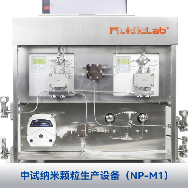中试纳米颗粒生产设备,适用于脂质纳米颗粒(LNP)、脂质体(Liposome)、多聚物微球（如PLGA纳米颗粒）微囊、微乳Emulsion等不同药物载体的制备。